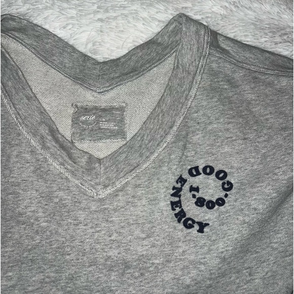 Aerie 1-800- Hood Energy Crewneck V Neck Sweatshirt size Large Graphic - Picture 1 of 4